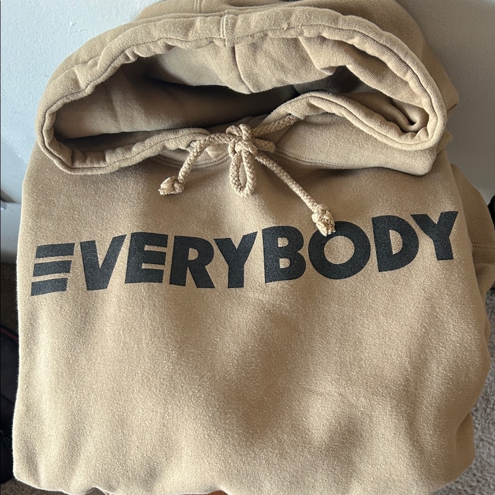 Logic Tan Hoodie with Black 'EVERYBODY' Print